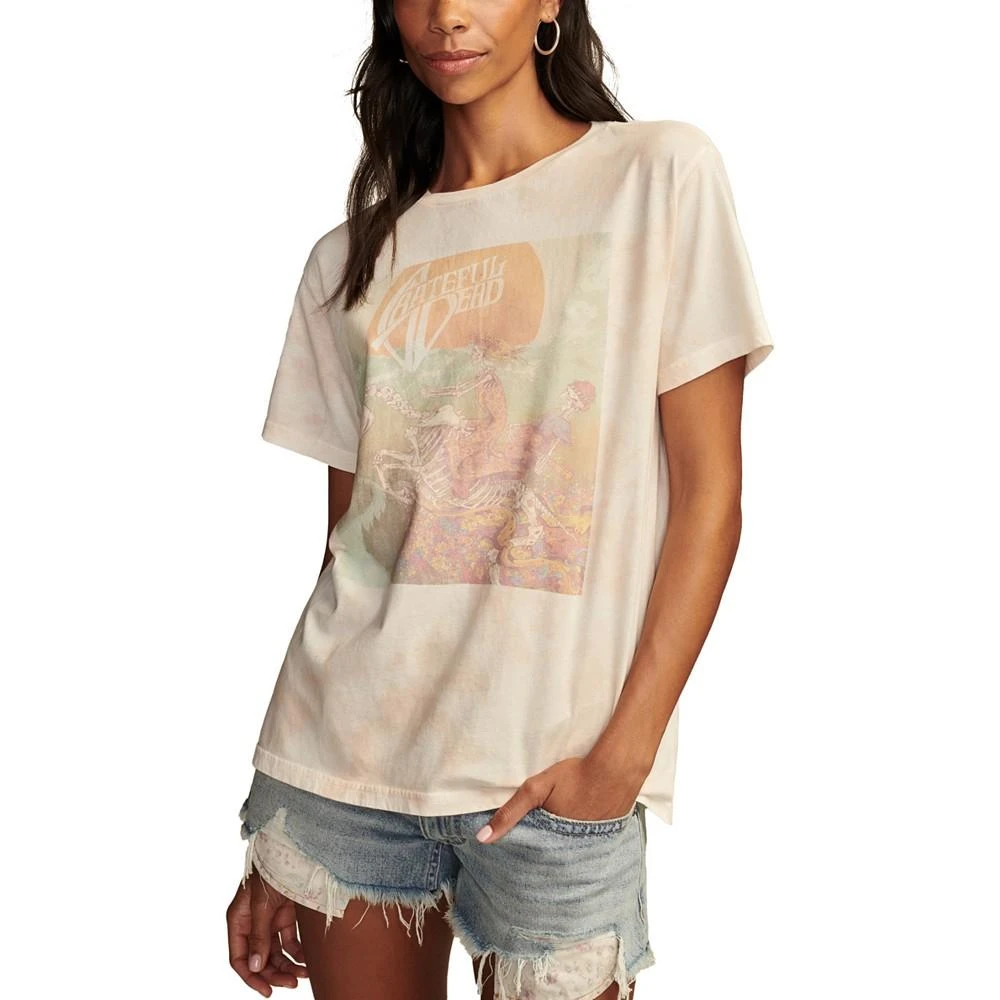 Lucky Brand Women's Grateful Dead Skeleton Horse Cotton Boyfriend T-Shirt 1