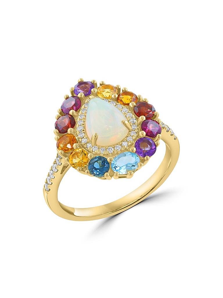 Saks Fifth Avenue Collection 14K Yellow Gold & Multi-Gemstone Halo Ring