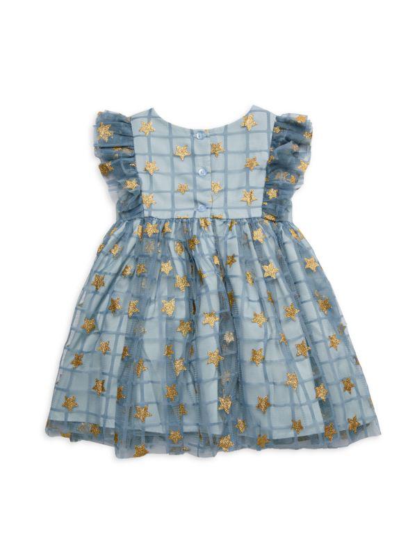 Pippa & Julie Baby Girl's Stella 2-Piece Star Glitter Dress & Bloomers Set