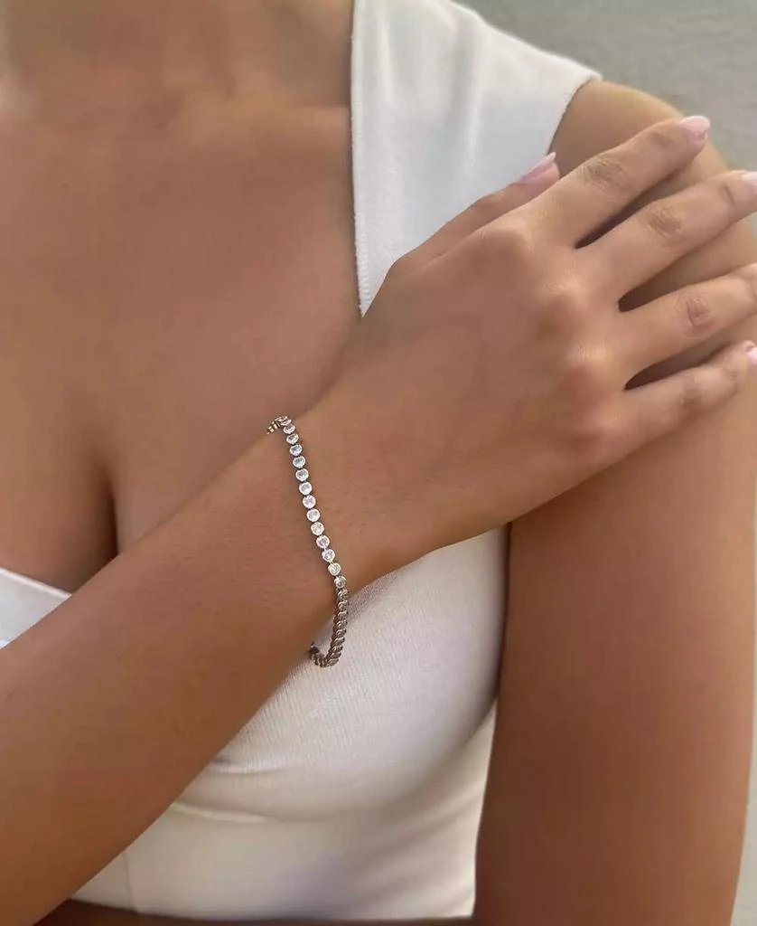 ADORNIA Silver Crystal Bezeled Tennis Bracelet 3