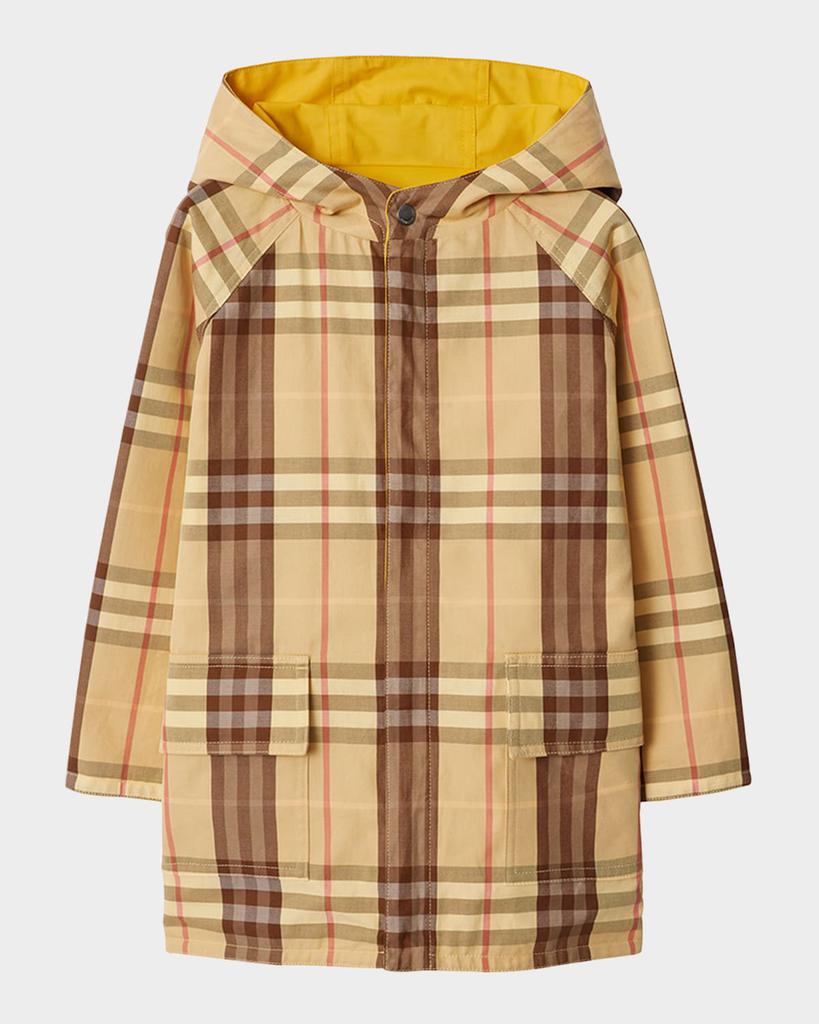 Burberry Boy's Emile Reversible Check-Print Raincoat, Size 3-14