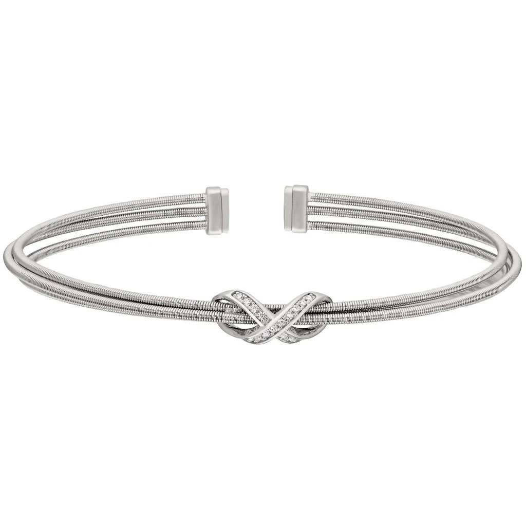 Bella Cavo Bella Cavo - Rhodium Three Cable Cuff Bracelet with Rhodium Simulated Diamond Infinity