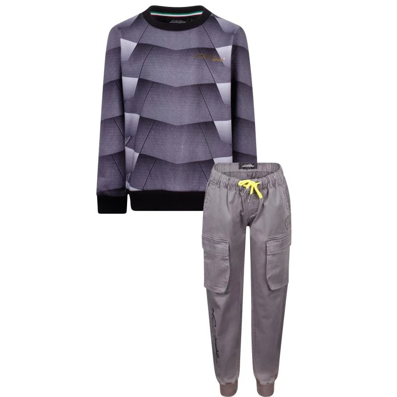 AUTOMOBILI LAMBORGHINI Monogram sweatshirt and trousers set in navy and grey 1