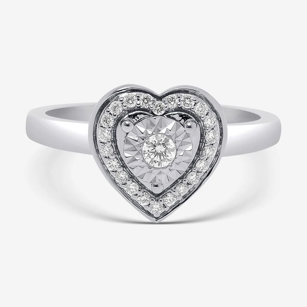 Bliss Bliss By Damiani  18K White Gold, Diamond Heart Band Ring Sz 6.5 20087973 1