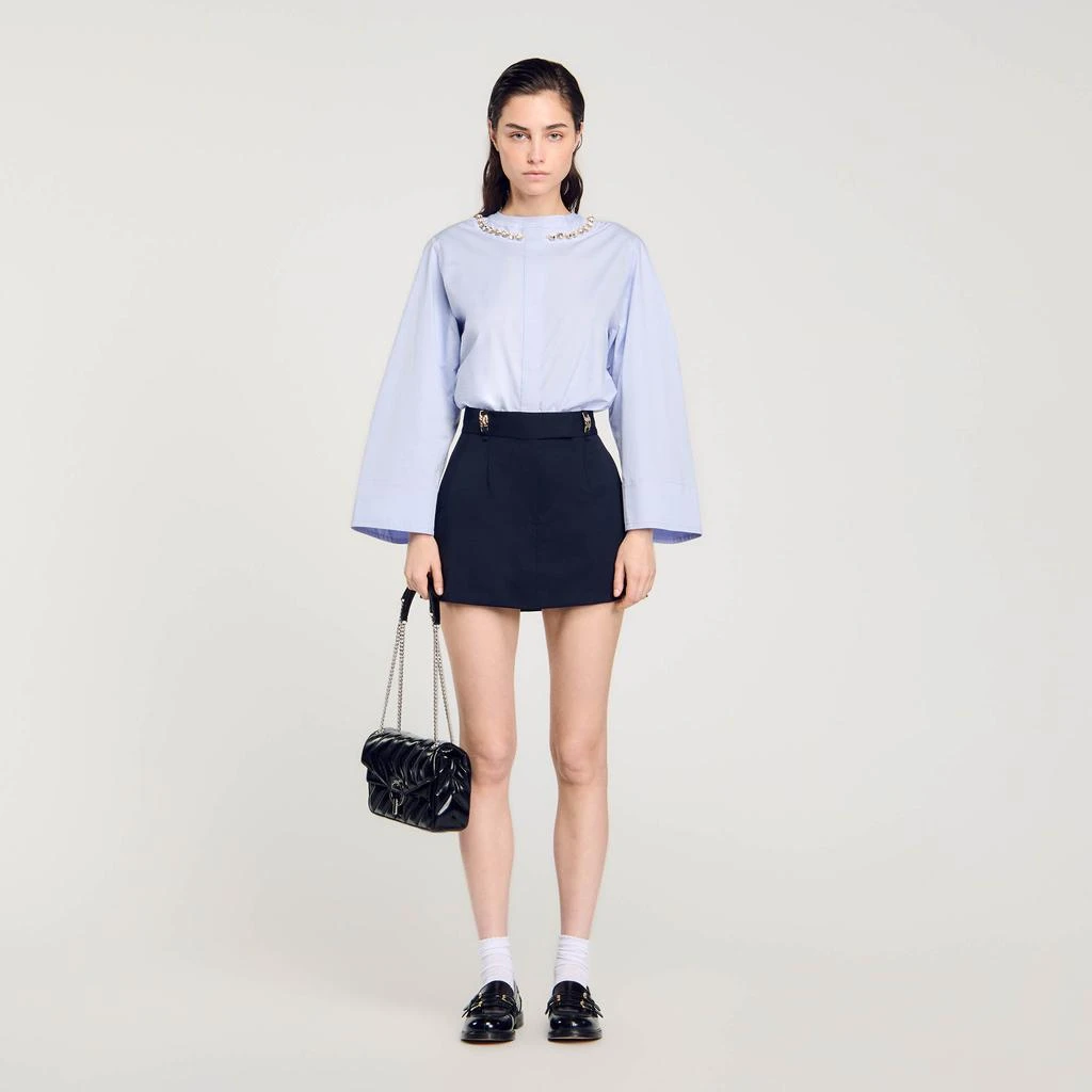 Sandro Cropped shirt with jewel trim collar 1