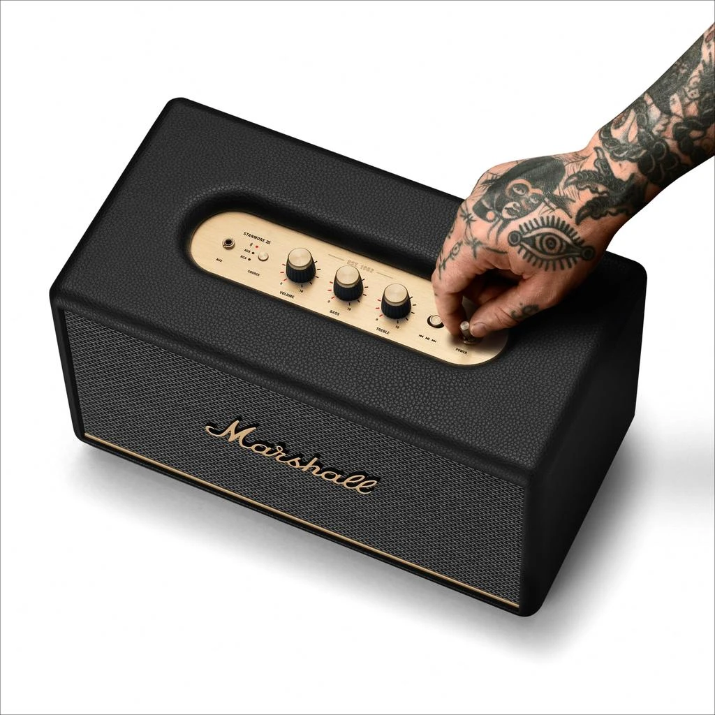 Marshall Marshall Stanmore III Bluetooth Home Speaker - Loud Stereo Sound with Bass and Treble Controls | Plug-in Powered | Record Player Compatible | RCA and 3.5 mm Aux Inputs - Black 7