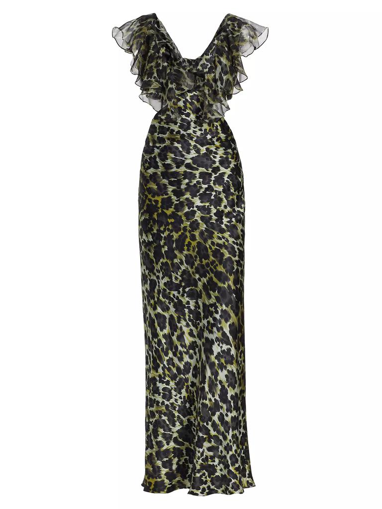 Adriana Iglesias Malia Leopard Silk Cut-Out Dress