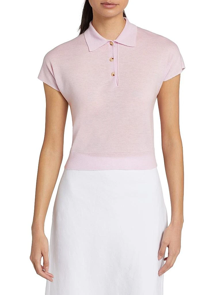 Vince Cap-Sleeve Knit Polo Shirt 3