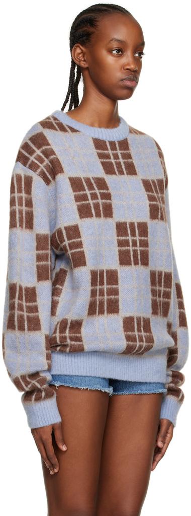 Awake NY Blue & Brown Check Sweater