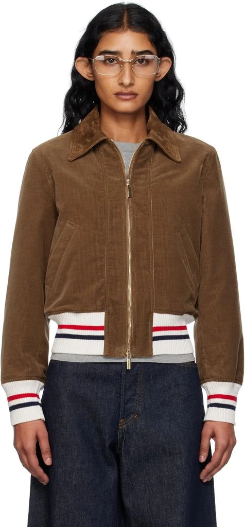 Thom Browne Brown Wale Corduroy Cropped Down Flight Jacket 1