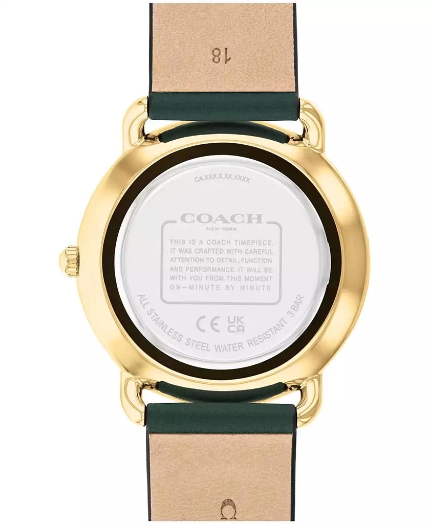Coach Women's Elliot Green Leather Strap Watch 3