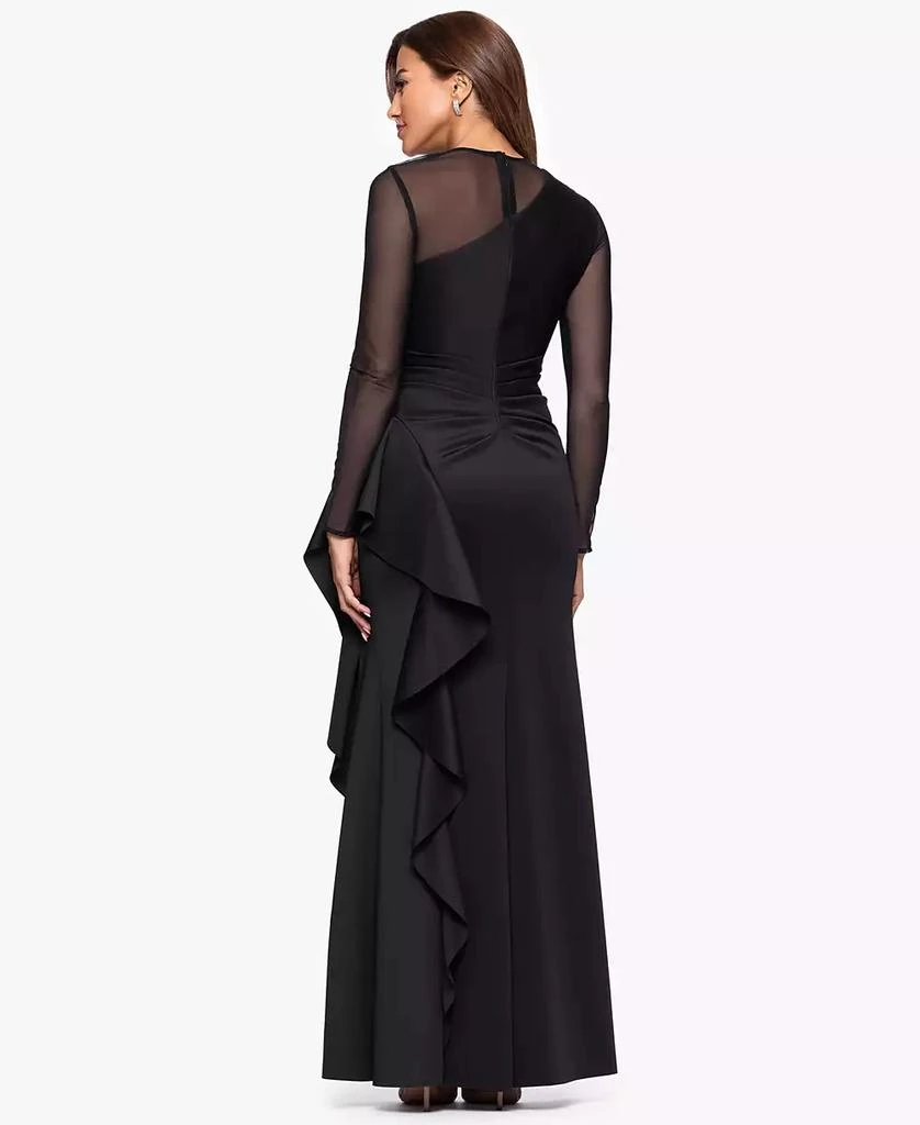 lace long formal dresses Lace Long Sleeves Off Shoulder Satin Split Dress