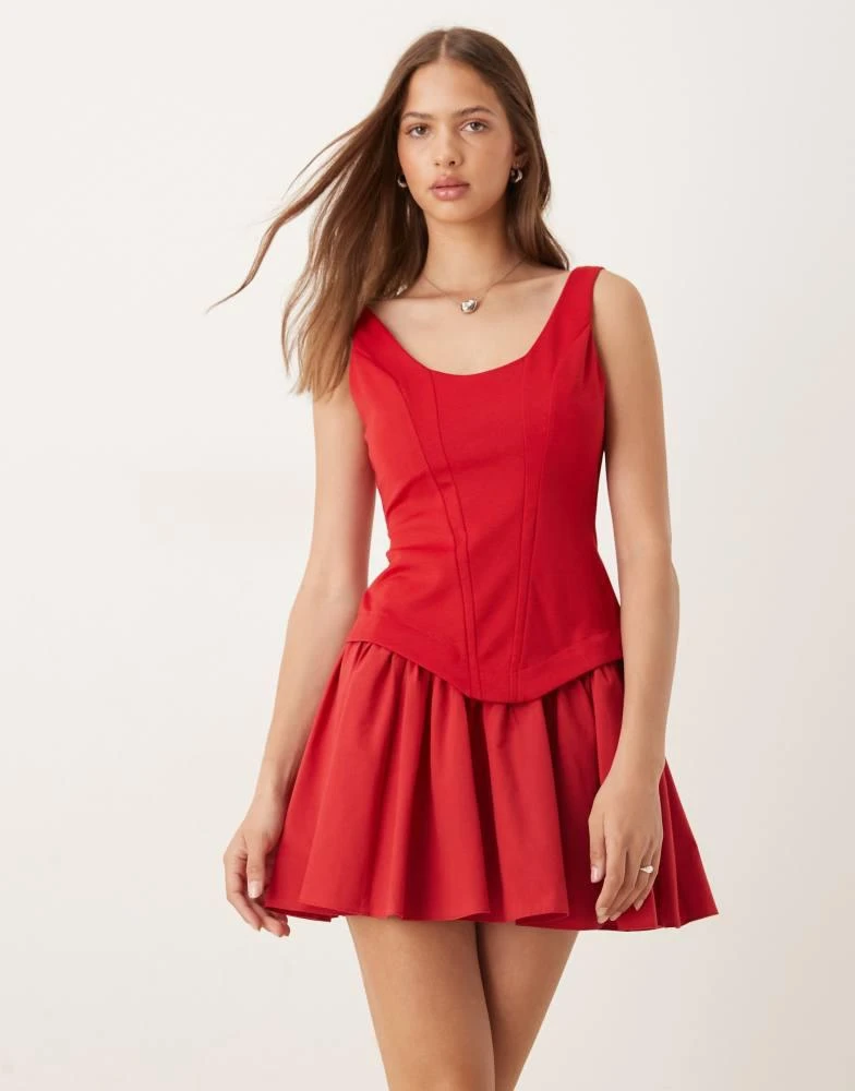 ASOS DESIGN corset seam detail dropped waist mini dress in red  On Sale  Now with Up to 36% Off | Discover Exclusive Deals & Savings at BeyondStyle   Authentic ASOS Home|women