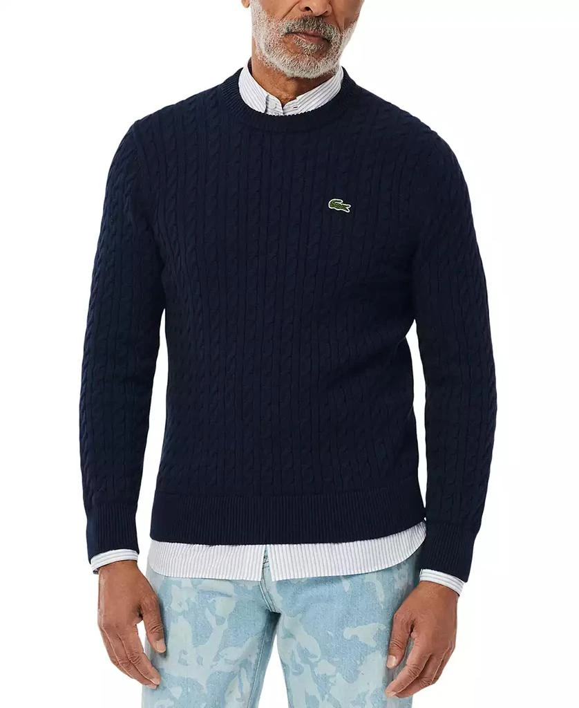 Lacoste Men's Regular-Fit Cable-Knit Crewneck Sweater 1
