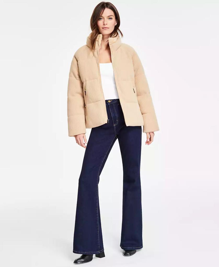 Tahari Women's Knit Faux-Fur-Collar Puffer Coat