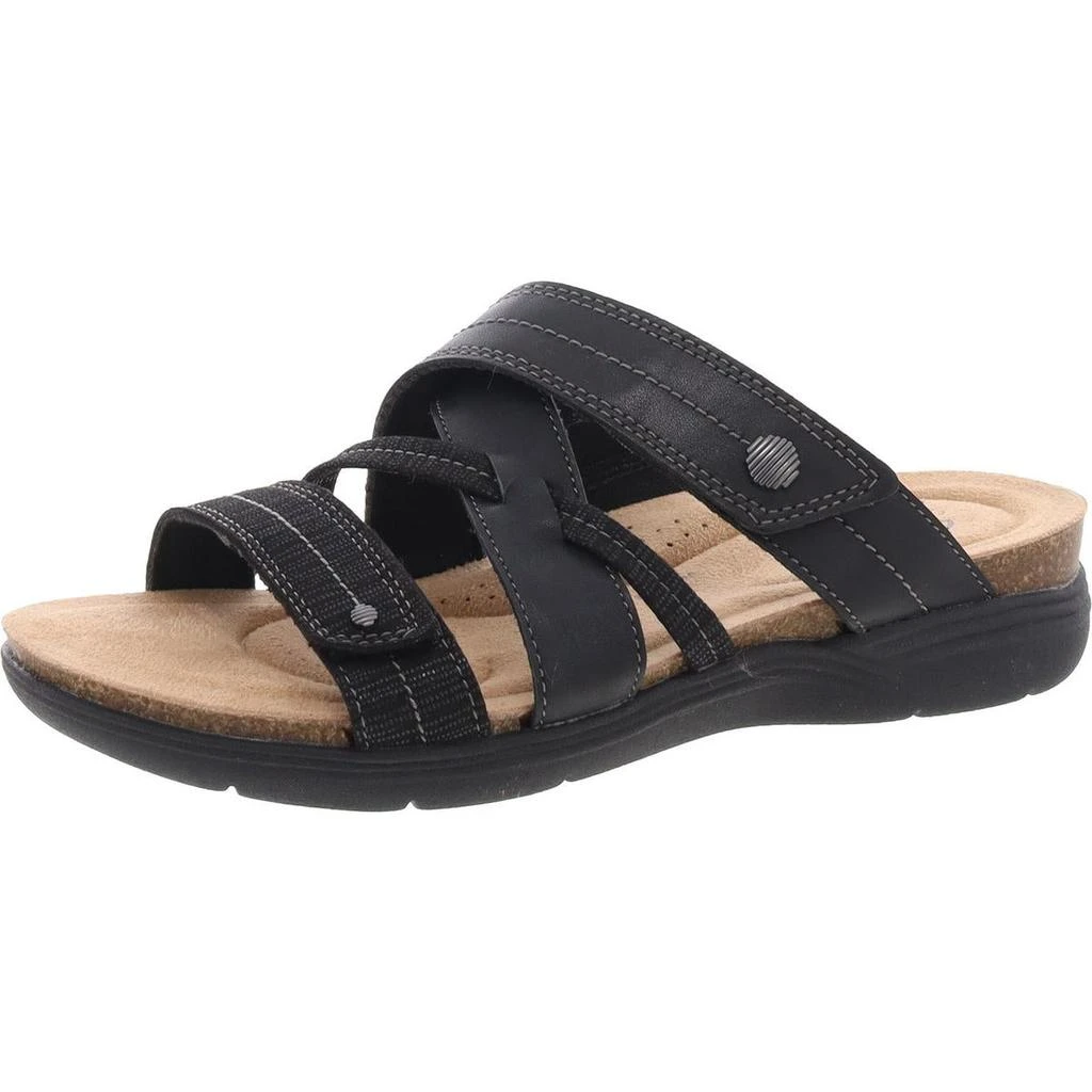 Clarks April Willow Womens Faux Leather Strappy Slide Sandals 1