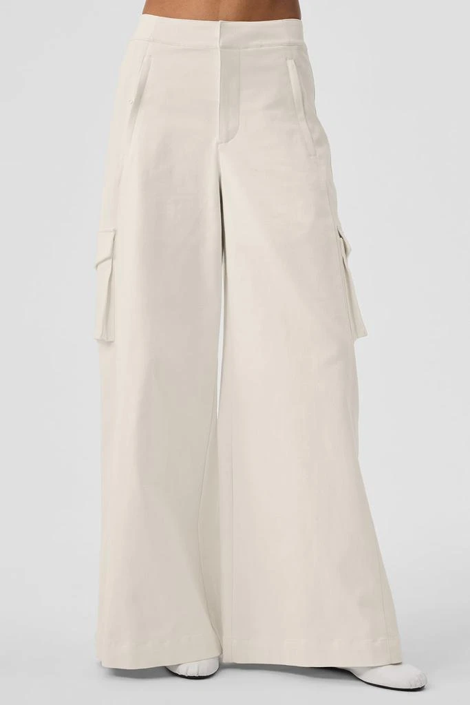 Alo Show Off Cargo Wide Leg Trouser (Long) - Ivory 1