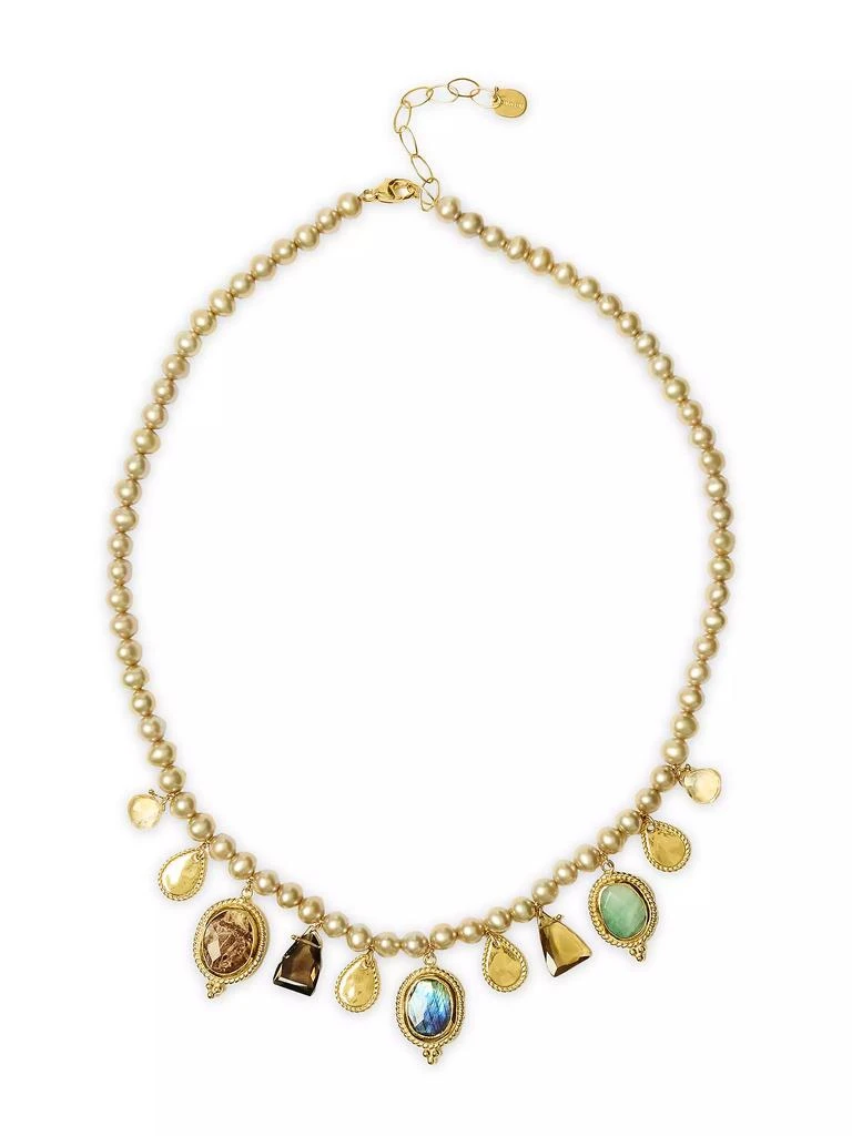 Chan Luu 18K-Gold-Plated & Multi-Stone Ball Chain Pendant Necklace 1