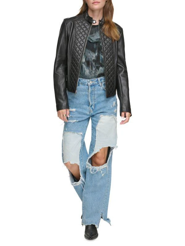 Andrew Marc Marlette Quilted Lamb Leather Moto Jacket 5