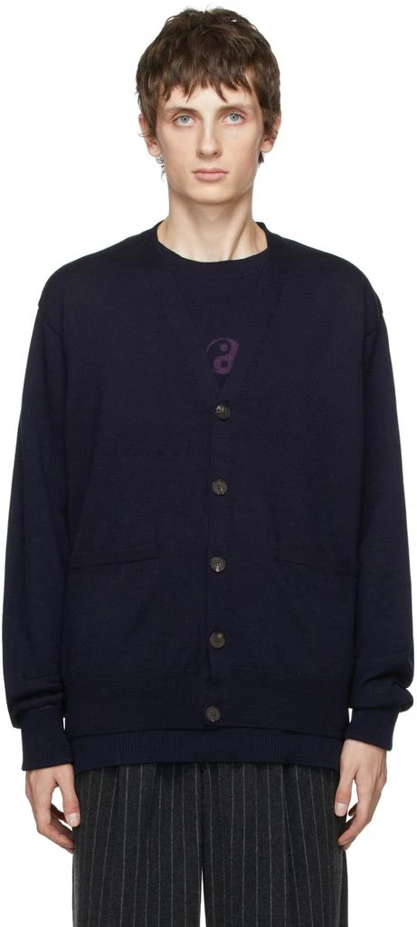 BED J.W. FORD Navy Wool Buttoned Cardigan 1