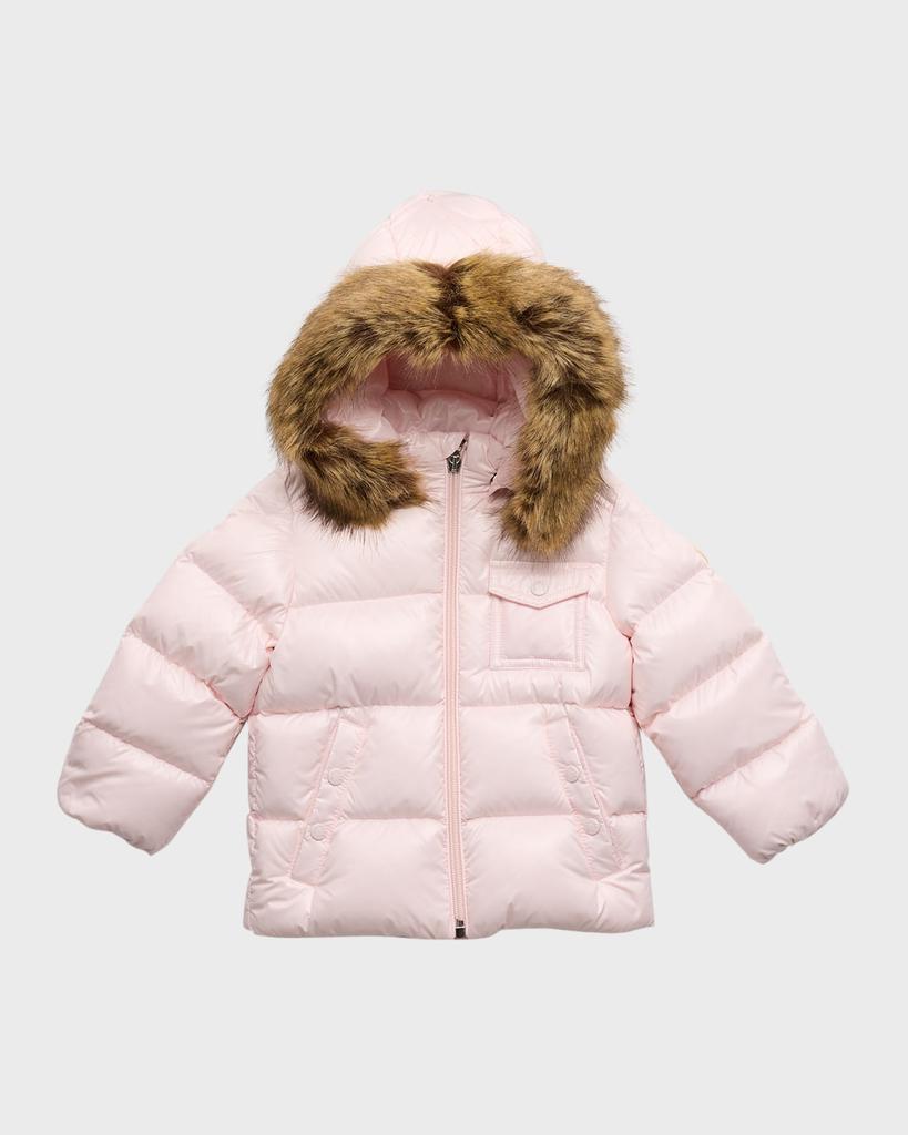 Moncler Girl's Quilted Puffer Faux Fur Jacket, Size 12M-3
