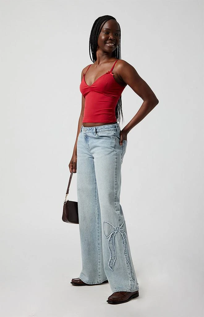 PacSun Casey Low Rise Baggy Jeans Bow Light Indigo 2