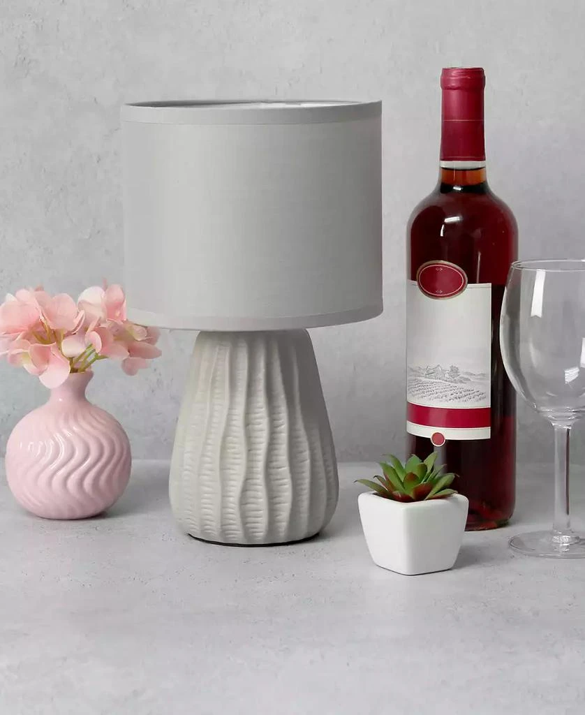 Simple Designs 11.02" Traditional Mini Modern Ceramic Texture Pastel Accent Bedside Table Desk Lamp with Matching Fabric Shade 55
