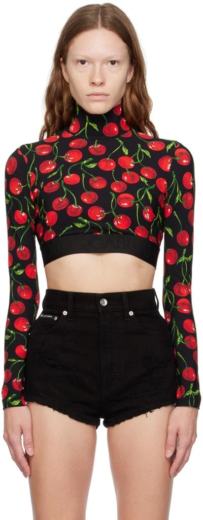 Dolce & Gabbana Black & Red Cherry Turtleneck 1
