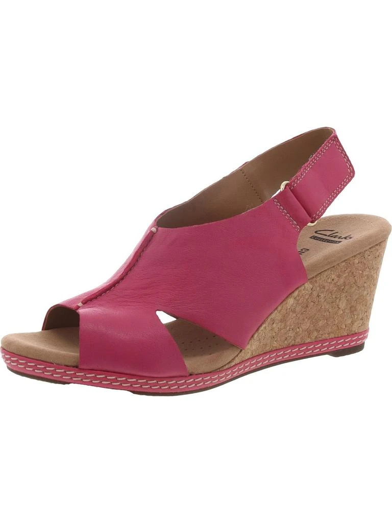 Clarks Helio Float4 Womens Faux Suede Cork Wedge Sandals 6