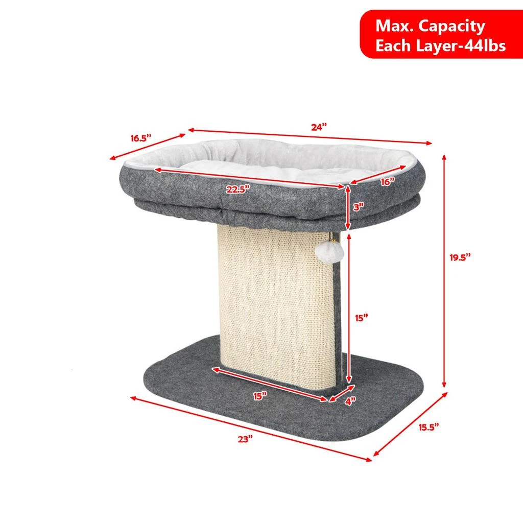 Hivvago Contemporary Cat Tower with Plush Perch and Sisal Scratching Surface 3