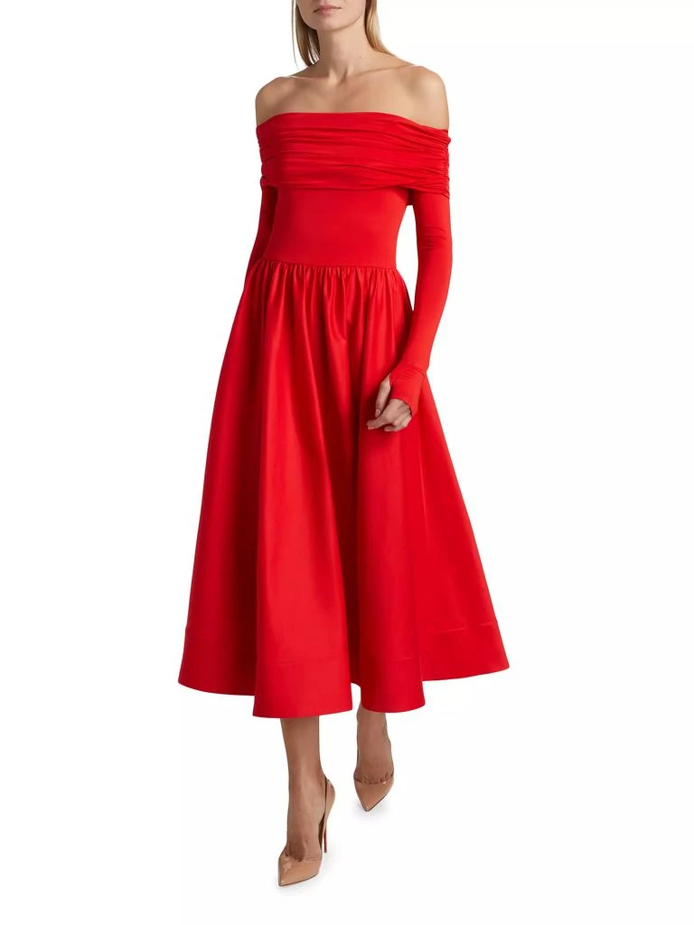 Alice + Olivia Chara Off-The-Shoulder Flared Midi-Dress 2