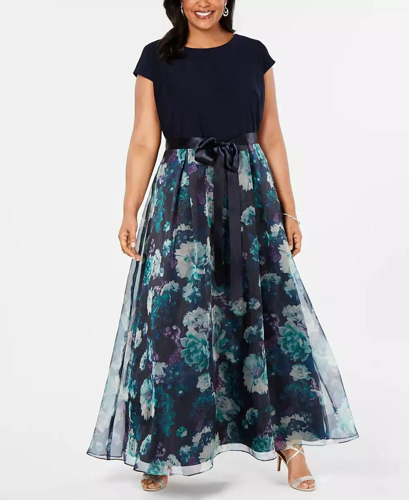 SL Fashions Plus Size Floral-Skirt Gown 1