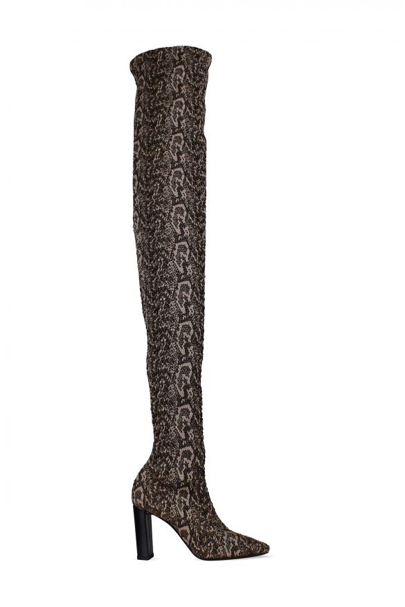 Saint Laurent Luxury women's boots moon thigh high boots in python print canvas saint laurent