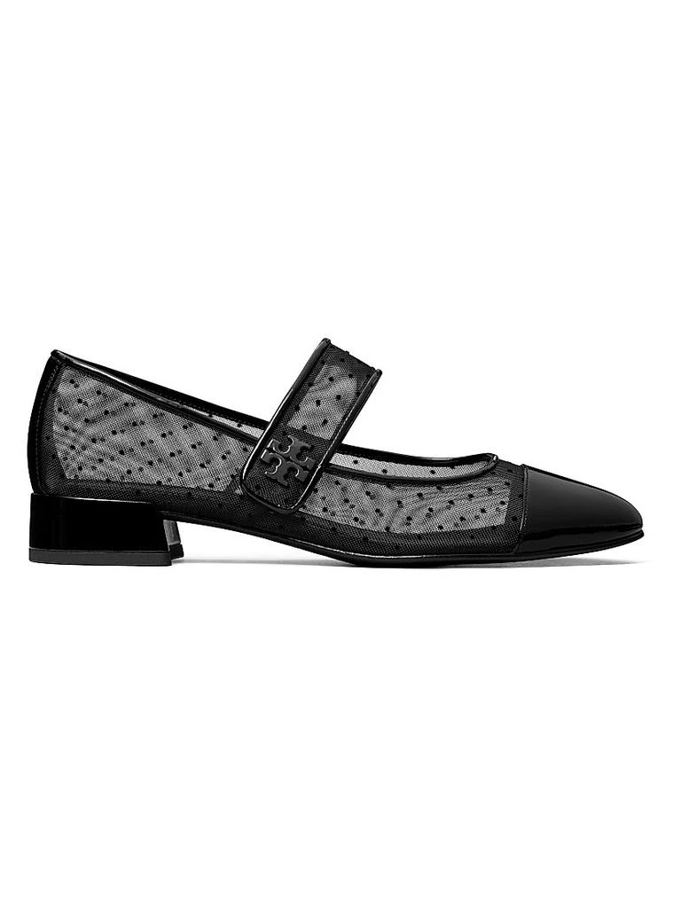 Tory Burch Cap-Toe Mary Jane Mesh &amp; Leather Ballet Flats 1