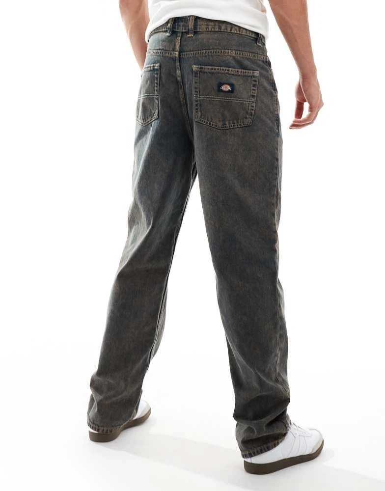DICKIES Dickies thomasville relaxed fit denim jeans in overdye washed brown 2