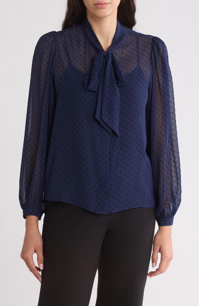 DR2 by Daniel Rainn Tie Neck Long Sleeve Chiffon Top