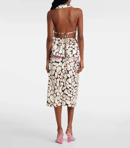 Dries Van Noten Printed halterneck silk twill top 3