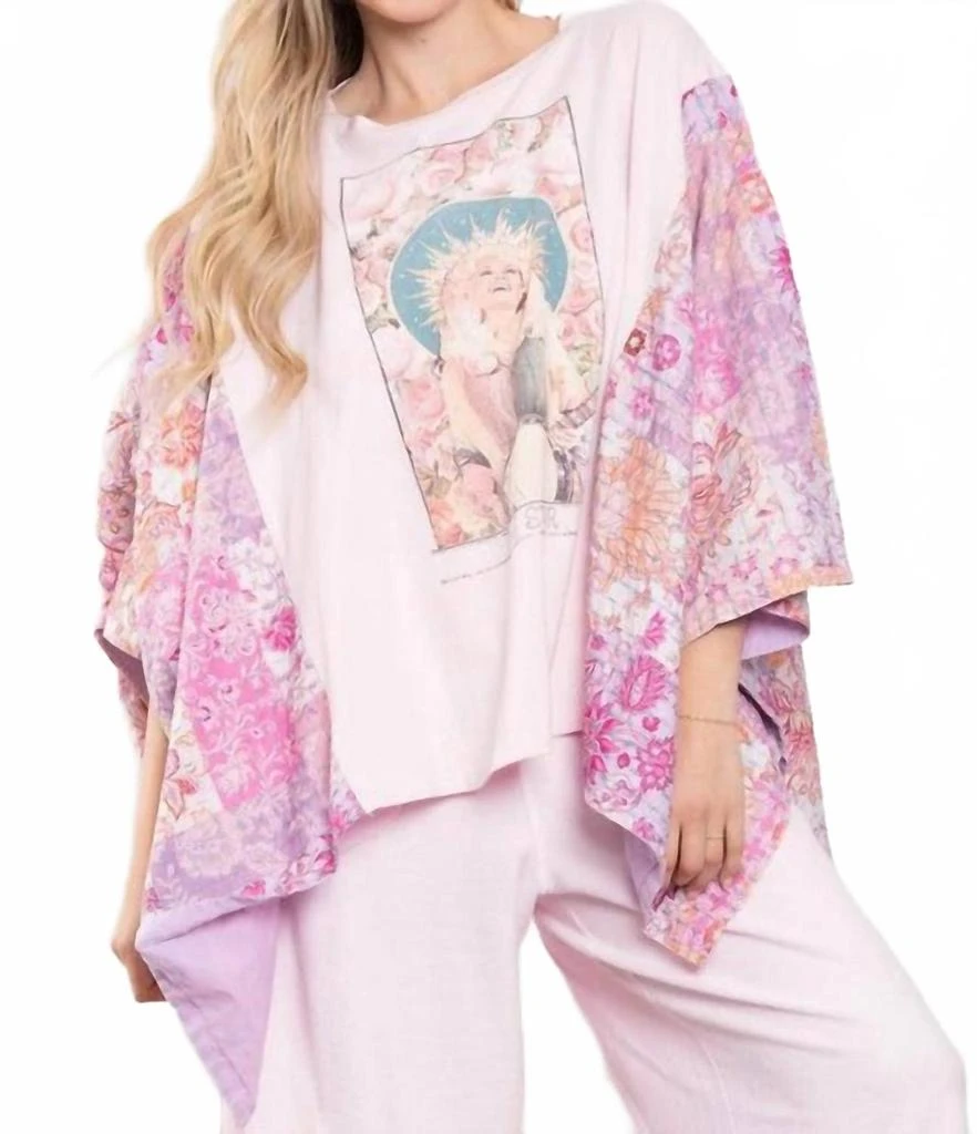 Blue Velvet Kantha Poncho Top In Dolly Parton Print