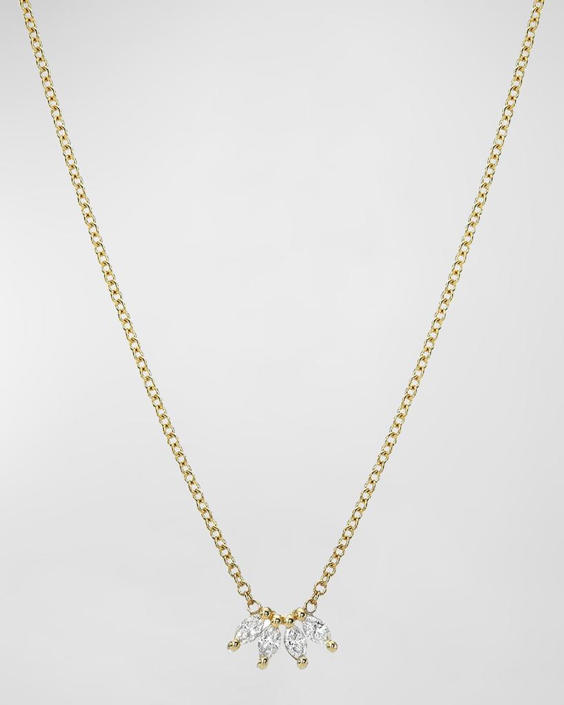 Zoe Lev Four Marquise Diamond 14K Gold Necklace