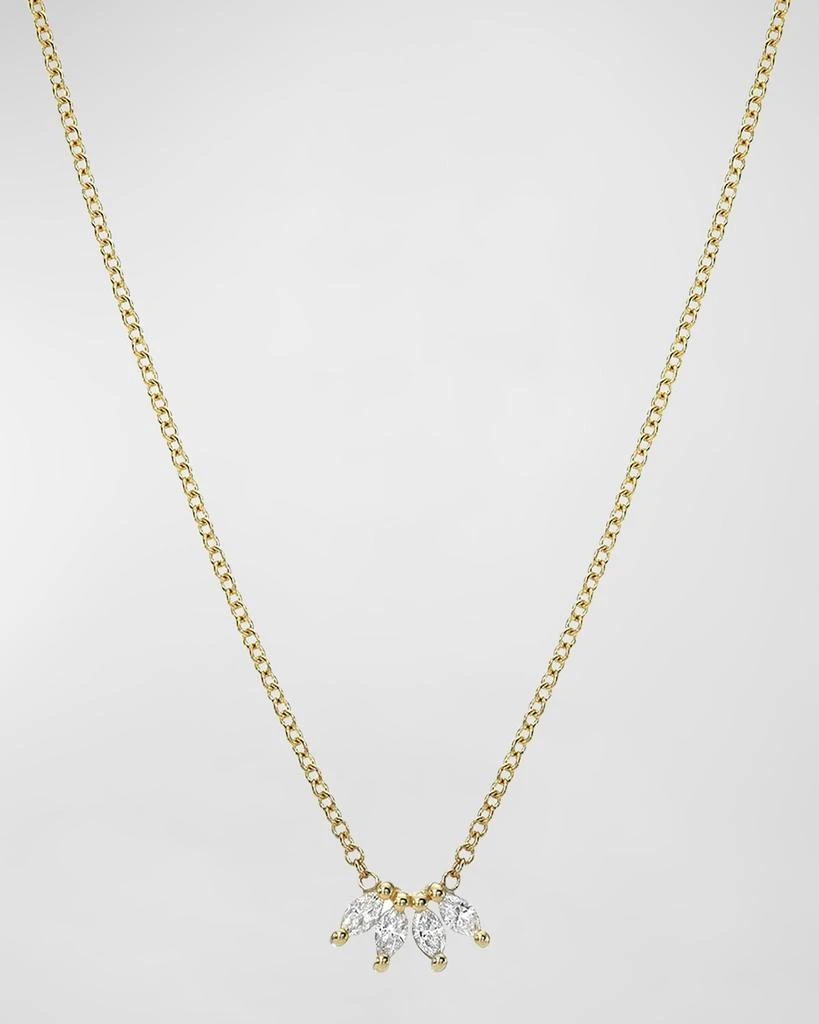 Zoe Lev Four Marquise Diamond 14K Gold Necklace 1