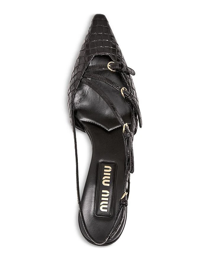 Miu Miu Women's Croc Embossed Pointed Toe Pumps 3