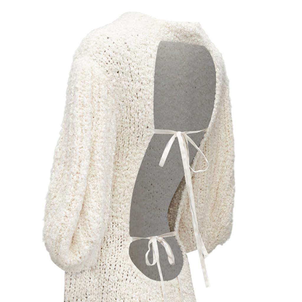 CECILIE BAHNSEN Latifa Silk Knitted Backless Puff Sleeves Dress
