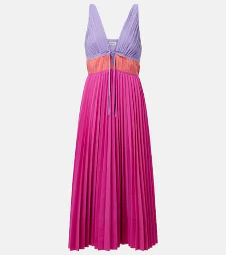 SIMKHAI Stephanie pleated poplin midi dress 1