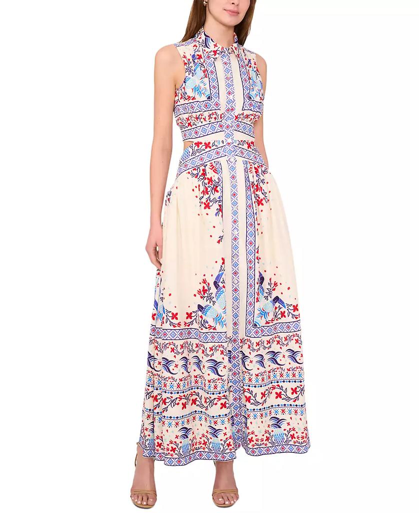 1. State Women's Printed Button Cutout Sleeveless Maxi Dress