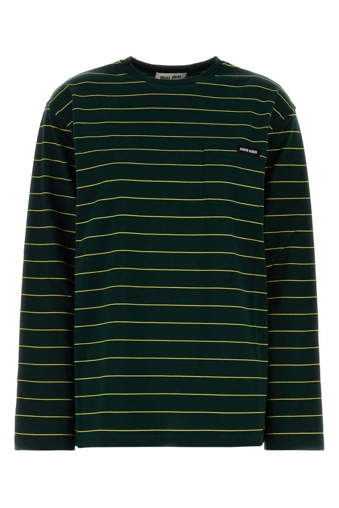 Miu Miu Miu Miu Long-Sleeved Striped T-Shirt 1