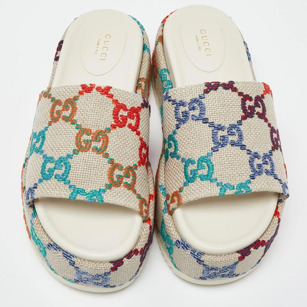Gucci Gucci Multicolor GG Monogram Canvas Angelina Platform Slide Sandals Size 38 3