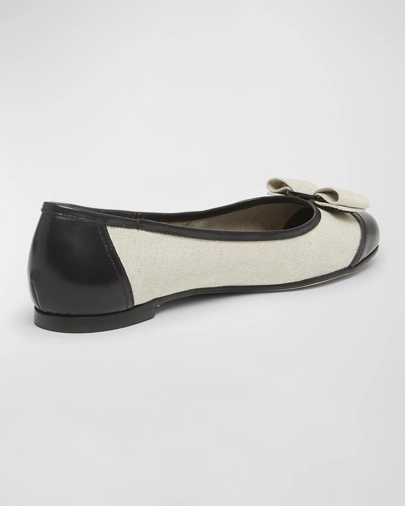 Salvatore Ferragamo Varina Linen Bow Ballerina Flats 3