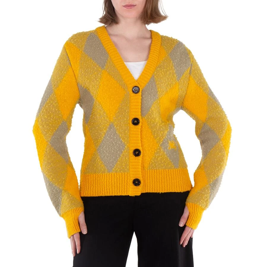 Burberry Argyle Diamond Patterned Rib Trim Cardigan