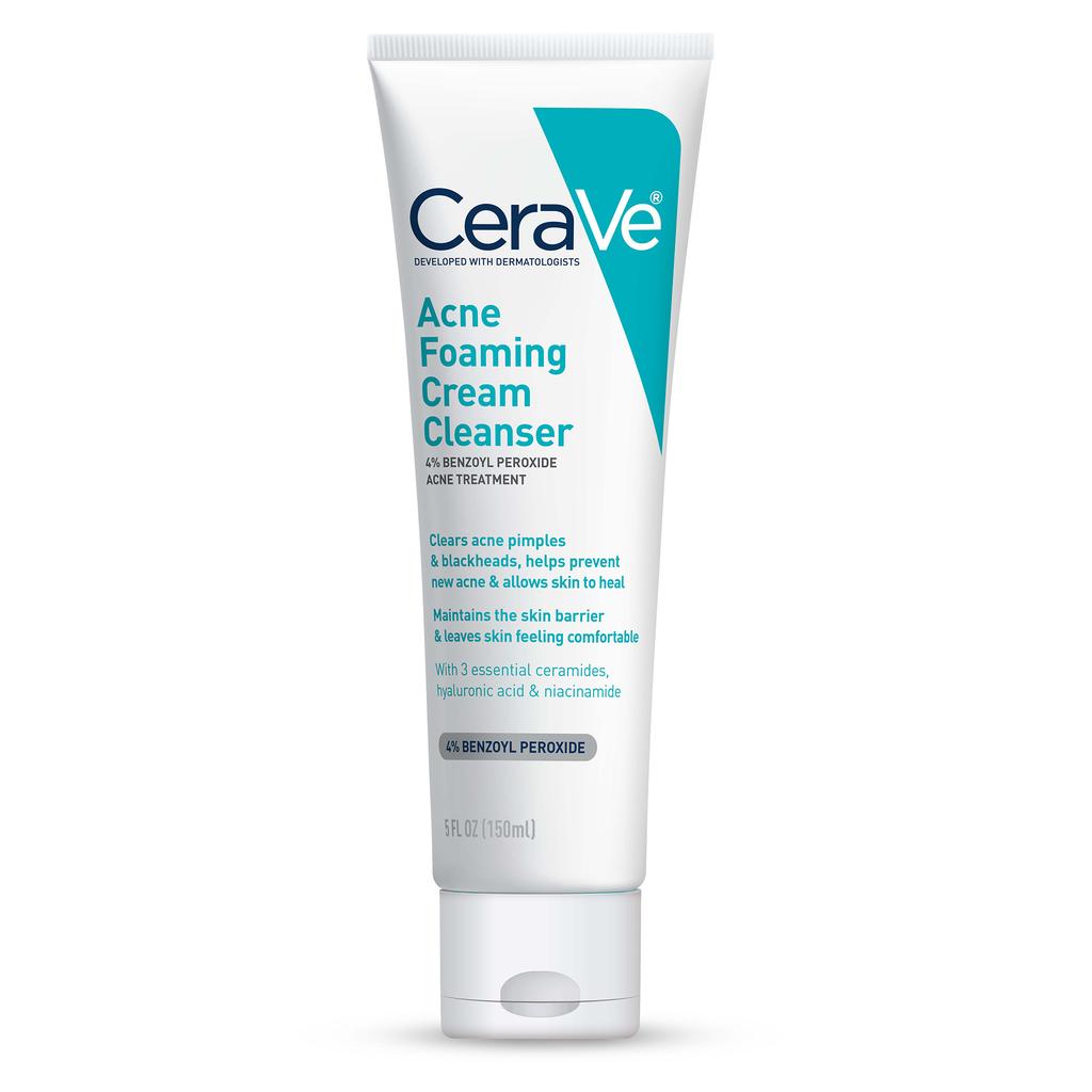CeraVe CeraVe Acne Foaming Cream Cleanser, Acne Treatment Face Wash with 4% Benzoyl Peroxide and Niacinamide