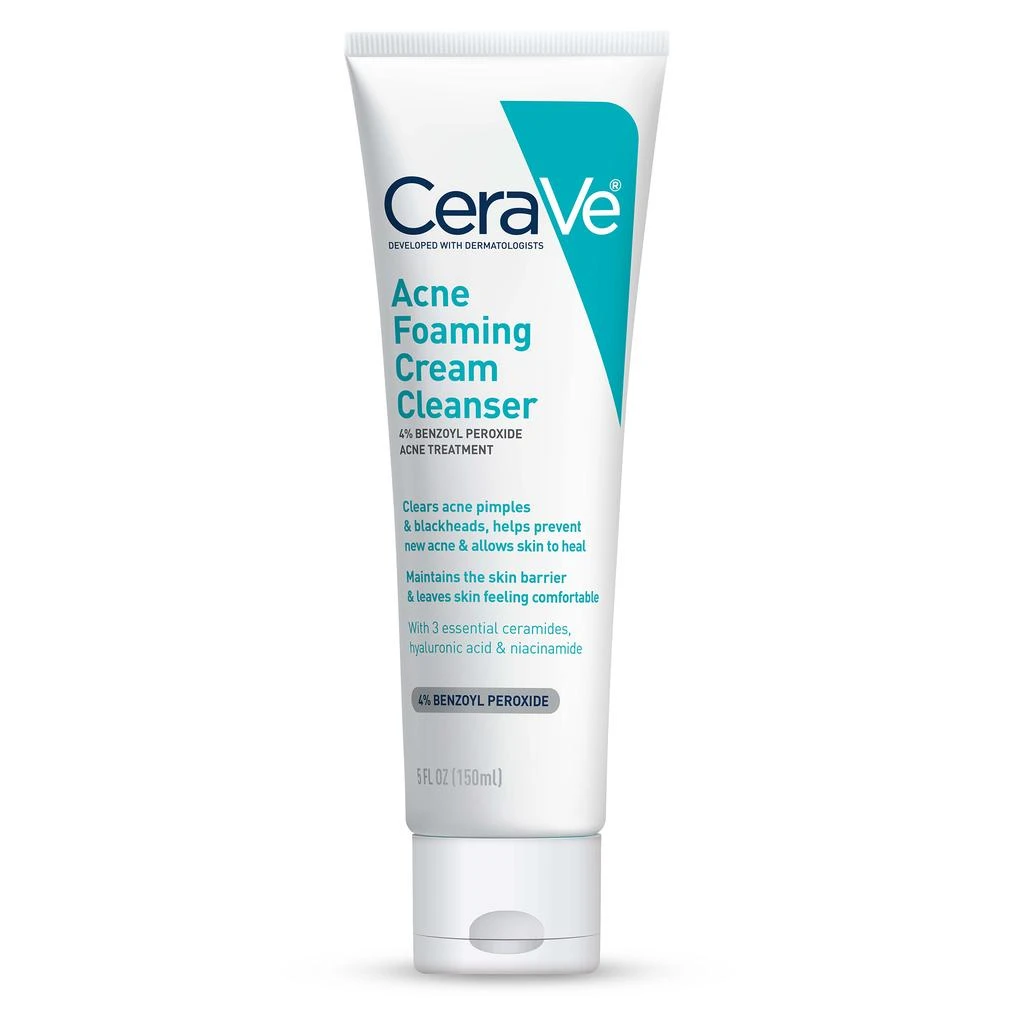 CeraVe CeraVe Acne Foaming Cream Cleanser, Acne Treatment Face Wash with 4% Benzoyl Peroxide and Niacinamide 1